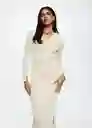 Vestido Oro-A Crudo Talla S Mujer Mango