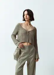 Saco Tejido Mujer Verde Oleoso Medio Talla L 481G030 Naf Naf