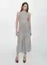 Vestido Gala-w Gris Medio Vigore Talla M Mujer Mango