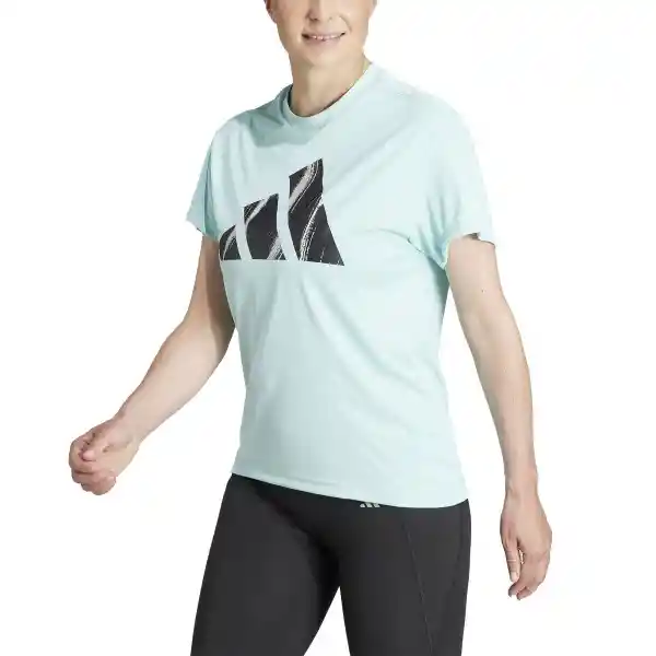 Adidas Camiseta Run It Bl Tee Para Mujer Azul Talla M