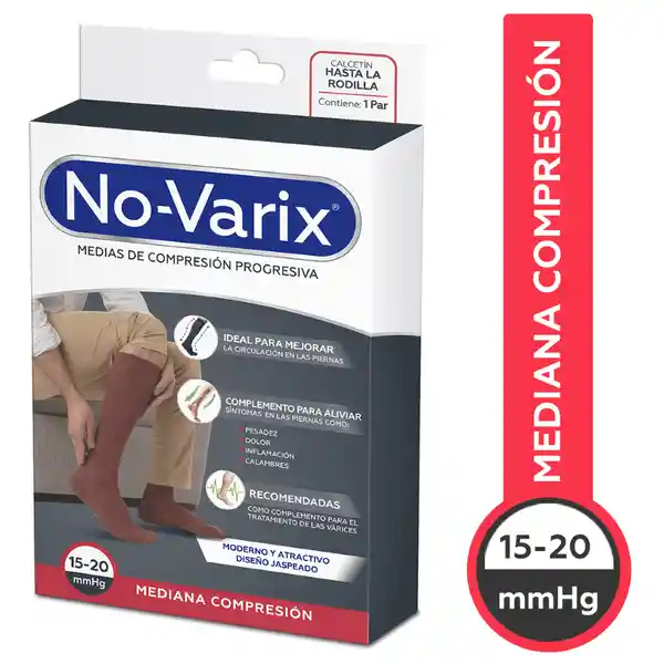 No-Varix Medias Compresión Rodilla Jaspeado Azul Navy 15-20 T.S