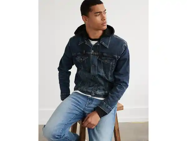 Chaqueta Larga Hombre Azul Talla Small American Eagle