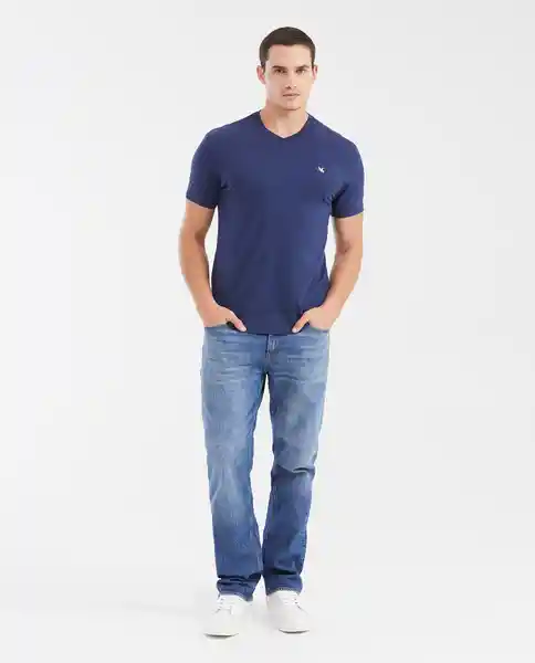 Camiseta V Neck Azul Medianoche Ultraoscuro Talla L Chevignon