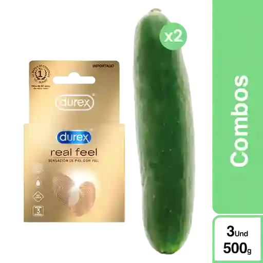 Combo Durex Real Feel + Pepinos 2 Und