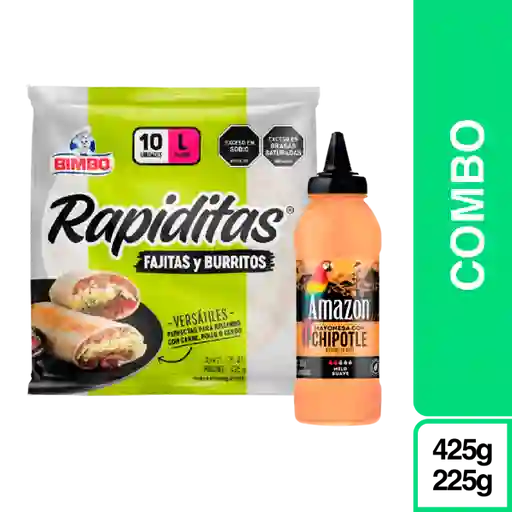 Combo Rapidita Bimbo Fajitas 10p + Amazon Mayonesa Chipotle