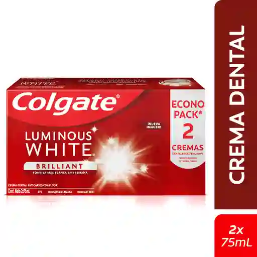 Crema Dental Colgate Luminous White Brilliant White 75ml x 2und