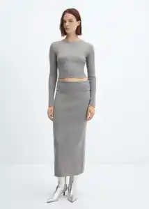 Falda Prinches Gris Medio Vigoré Talla S Mujer Mango