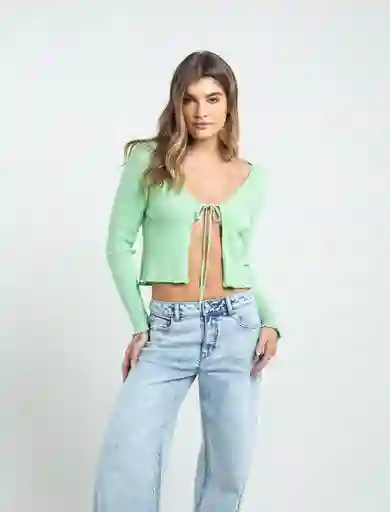 Blusa Mujer Verde Jubiloso Medio Tejido Talla M 481F037 Naf Naf