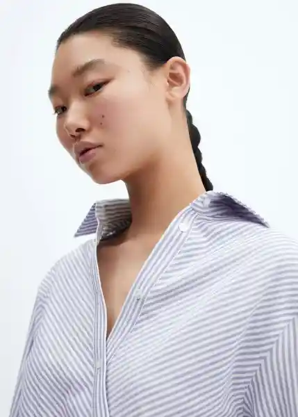 Camisa Maro Azul Talla M Mujer Mango