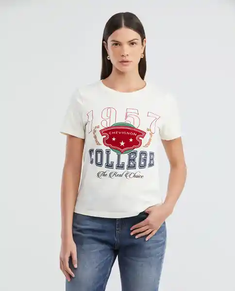 Camiseta 1957 Graphic Tee Crudo Coxal Claro Talla S Mujer Chevignon