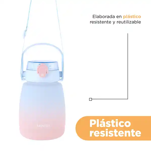 Vaso Plástico Con Correa Para Hombro Letter Verde 560 mL Miniso