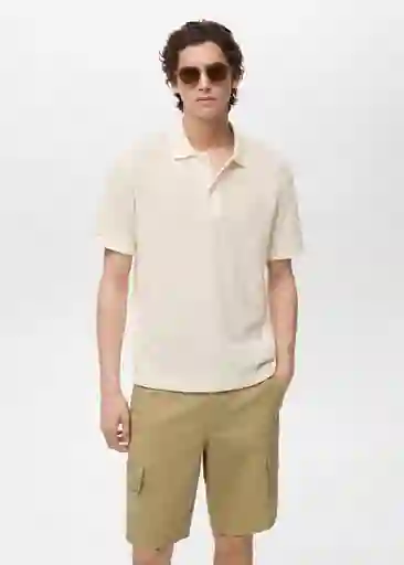 Camiseta Polo Openp Marfil Talla S Hombre Mango