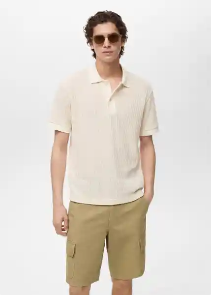 Camiseta Polo Openp Marfil Talla S Hombre Mango