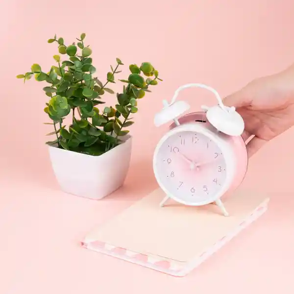 Reloj Despertador de Doble Campana Rosa Miniso