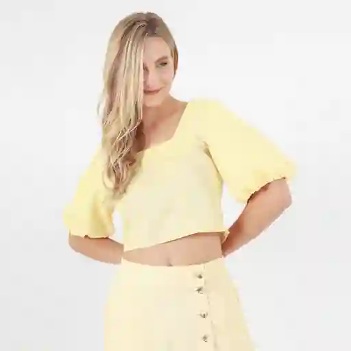 Blusa Cuello u Manga al Codo Amarillo Talla M 713191