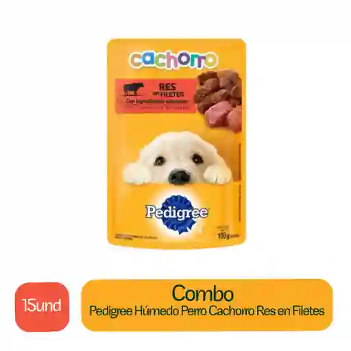 15 x Pedigree Alimento Para Perro Cachorro Sabor Res en Filetes