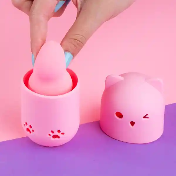 Set de Esponjas de Maquillaje Gatitos Estuche de Silicona Miniso