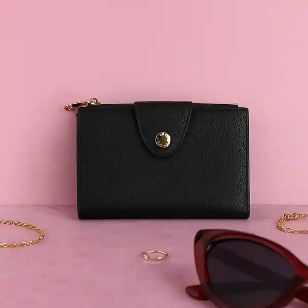 Monedero Textura Granulada Negro Miniso