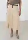 Falda Rib Camel Talla 38 Mujer Mango