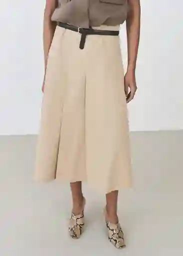 Falda Rib Camel Talla 38 Mujer Mango