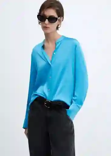 Blusa Lagoon Turquesa Talla M Mujer Mango