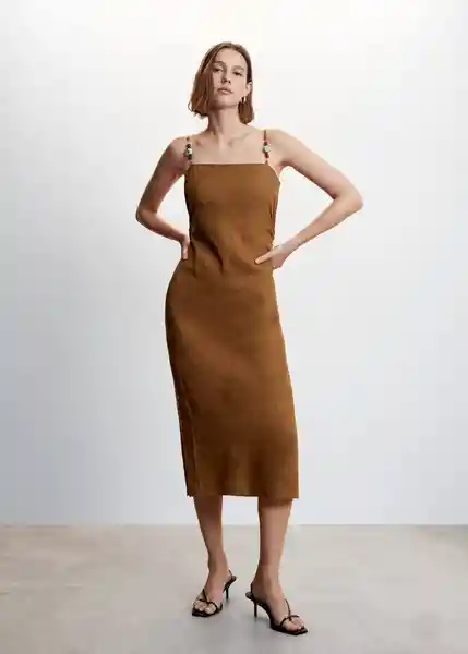 Vestido Candela Marrón Talla L Mujer Mango