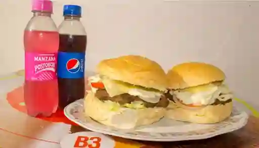 2X1 Hamburguesas de Carne 2 Gaseosas Postobón de 250 ml