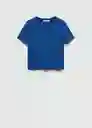 Camiseta Boxy Azul Talla M Mujer Mango