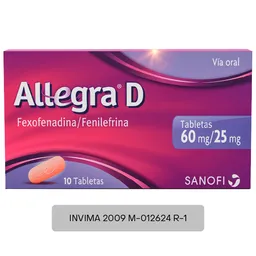 Allegra D fexofenadina fenilefrina  60 mg/25mg