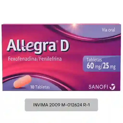 Allegra D fexofenadina fenilefrina  60 mg/25mg