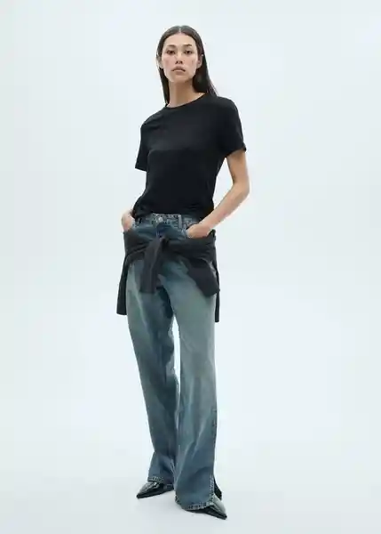 Camiseta Chalaca Negro Talla XS Mujer Mango