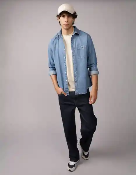 Camisa Hombre Azul Talla Medium 2954936 American Eagle