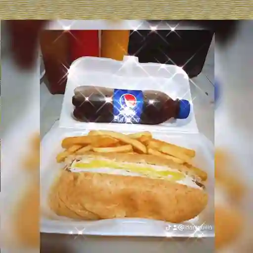 Combo 1 perro + papas +gaseosa 250 ml