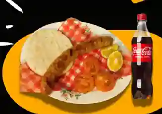Arepa con Chorizo de Cerdo y Coca Cola