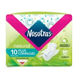 Nosotras Toallas Higiénicas Plus Canal Gel Natural 