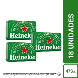 3 x Heineken Cerveza 473 mL x 6 Und