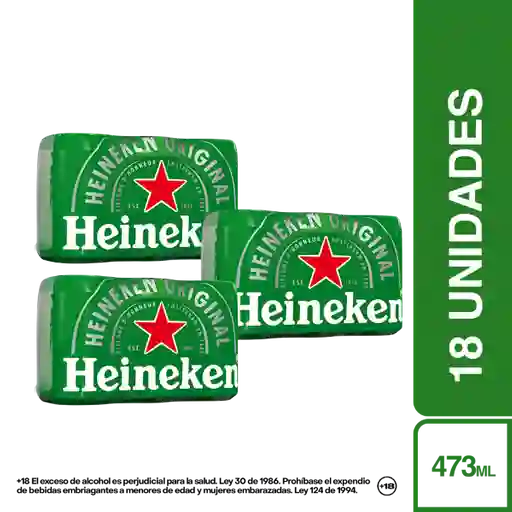 3 x Heineken Cerveza 473 mL x 6 Und