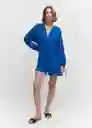 Enterizo Mono Bambú Azul Talla S Mujer Mango