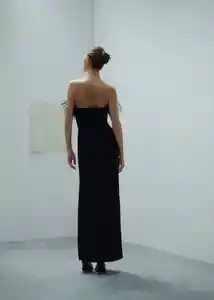 Vestido Plumi Negro Talla L Mujer Mango