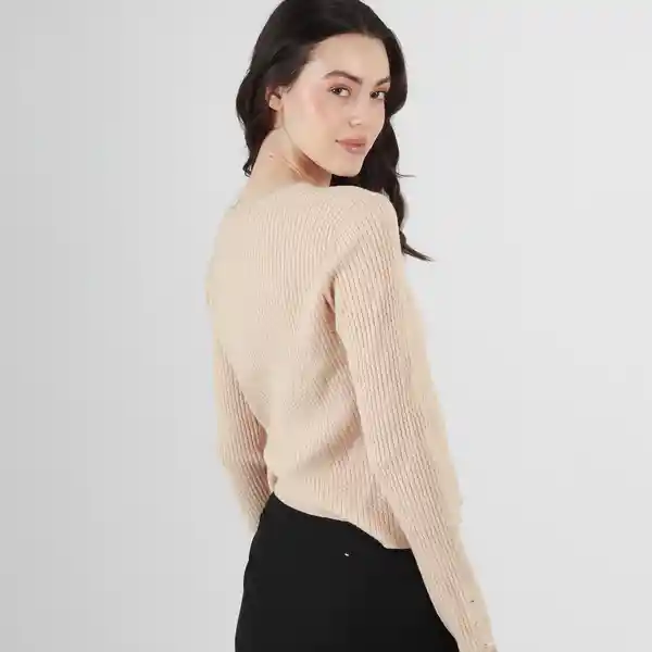 Suéter Cuello Redondo Manga Larga Café Talla S 725347