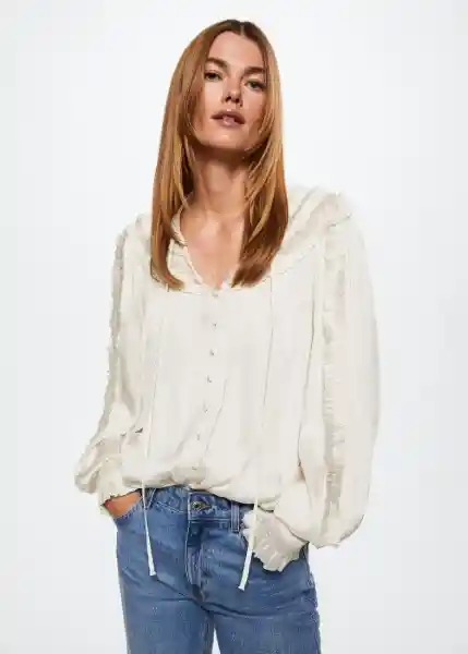 Blusa Crumble Offwhite Talla 28 Mujer Mango