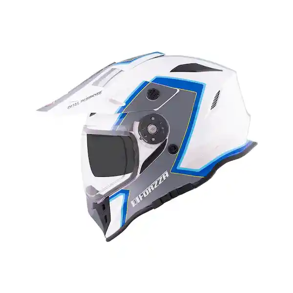 Forzza Casco Doble Propósito Gris Blanco Azul ZZ120 Talla L