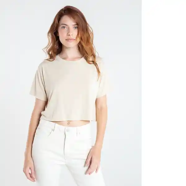 Camiseta Mujer Beige Polvo Claro Talla M 402E025 Naf-Naf 