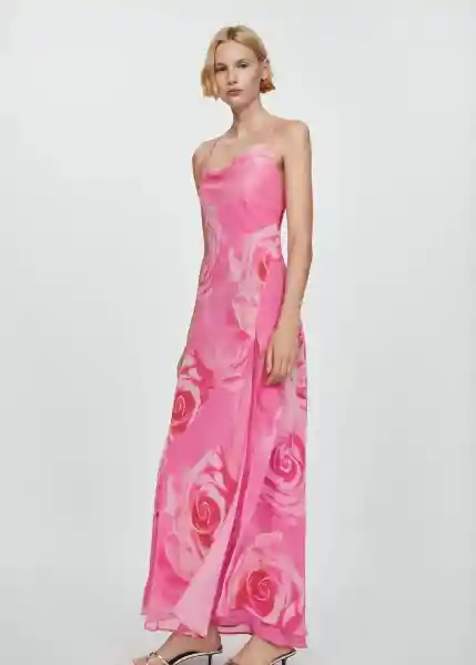 Vestido Rosa Rosa Talla M Mujer Mango