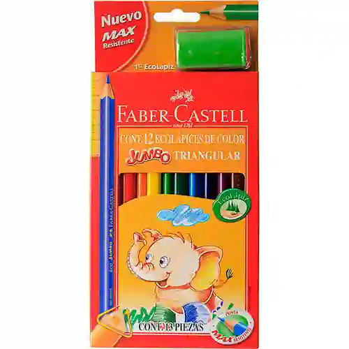 Colores Jumbo Ecolápices De Colores Triang* 12 Faber-castell + Sacapuntas