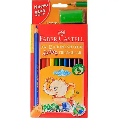 Colores Jumbo Ecolápices De Colores Triang* 12 Faber-castell + Sacapuntas