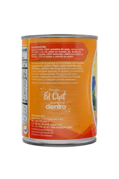 Estilo Gourmet Chile Con Carne y Frijol