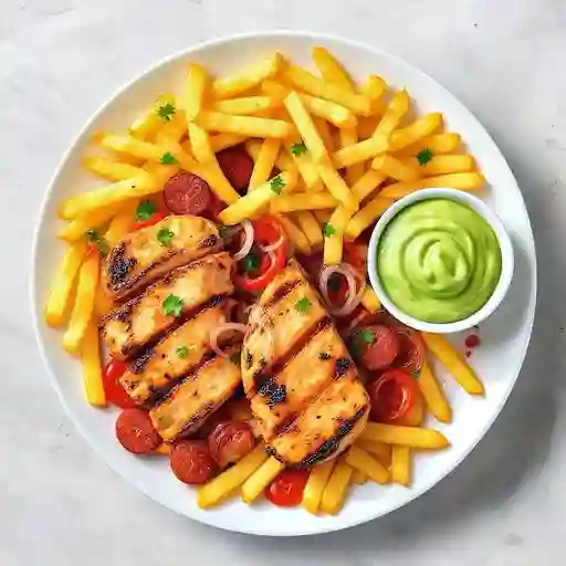 Salchipapa Pollo Y Carne