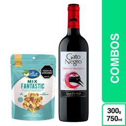 Combo Mezcla Frutos Secos + Gato Negro Vino Tinto Cabernet