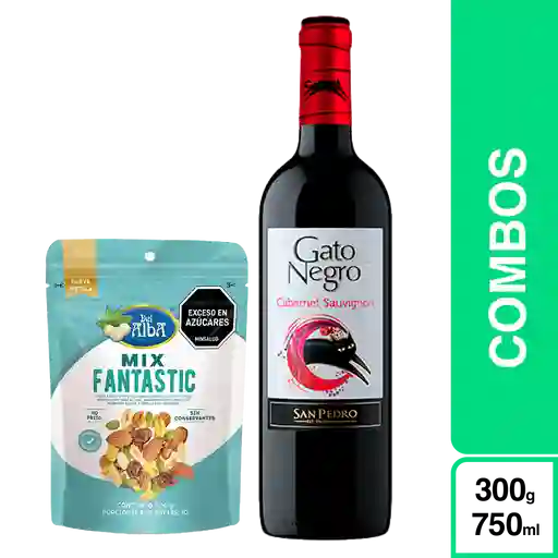 Combo Mezcla Frutos Secos + Gato Negro Vino Tinto Cabernet